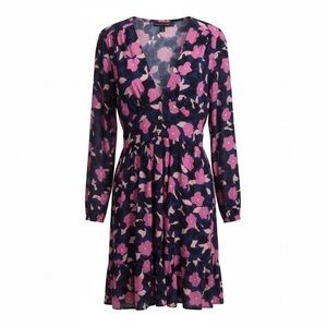 Mister Zimi Navy and Pink and Floral Long Sleeve Dress size 14
